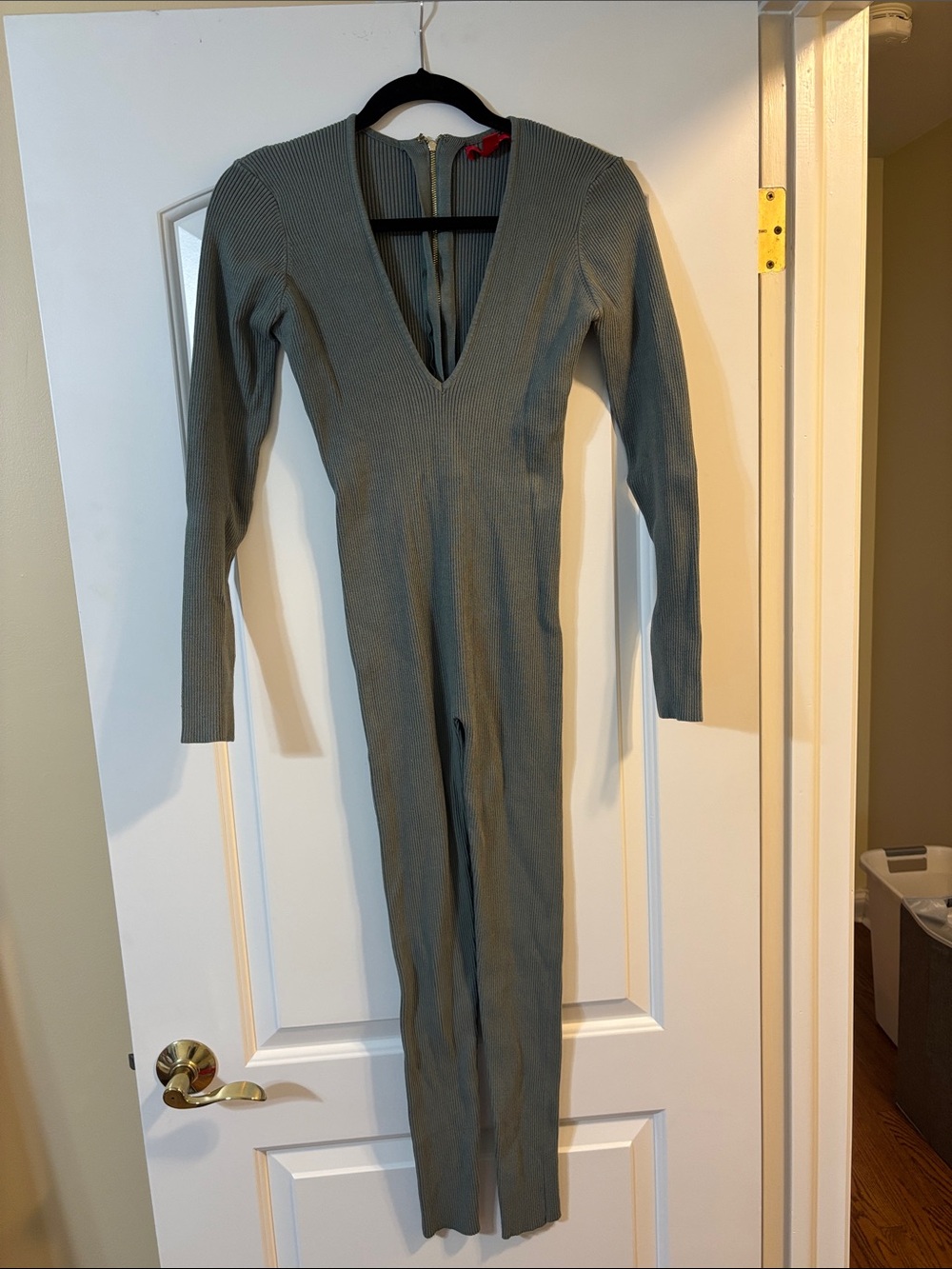 Hera Collection Ribbed Knit Jumpsuit in Sage